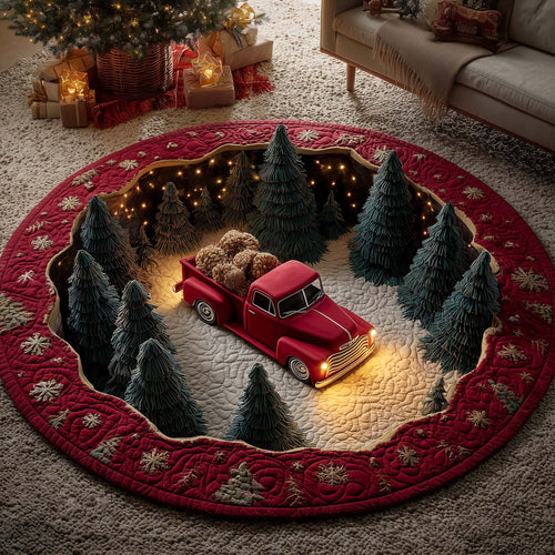 Red Delivery Quilted Round Mat GFTOYC2394