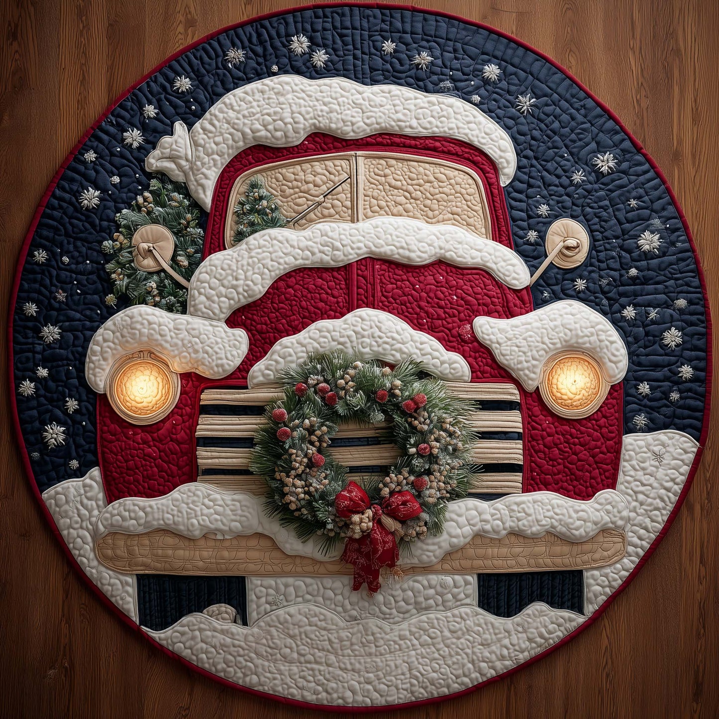 Red Delivery Quilted Round Mat GFTOYC2395