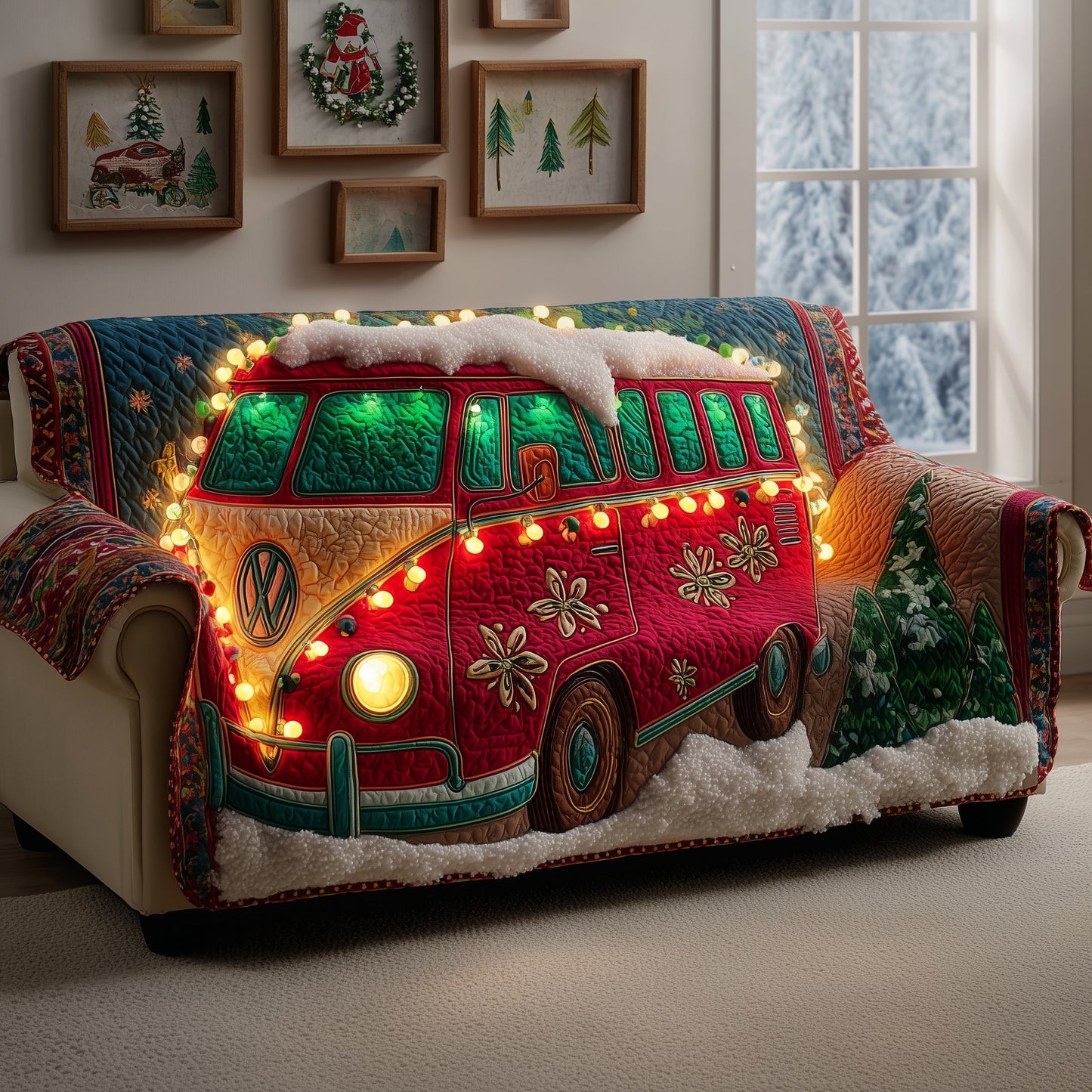 Festive Van Quilted Sofa Cover GFTOYC2407
