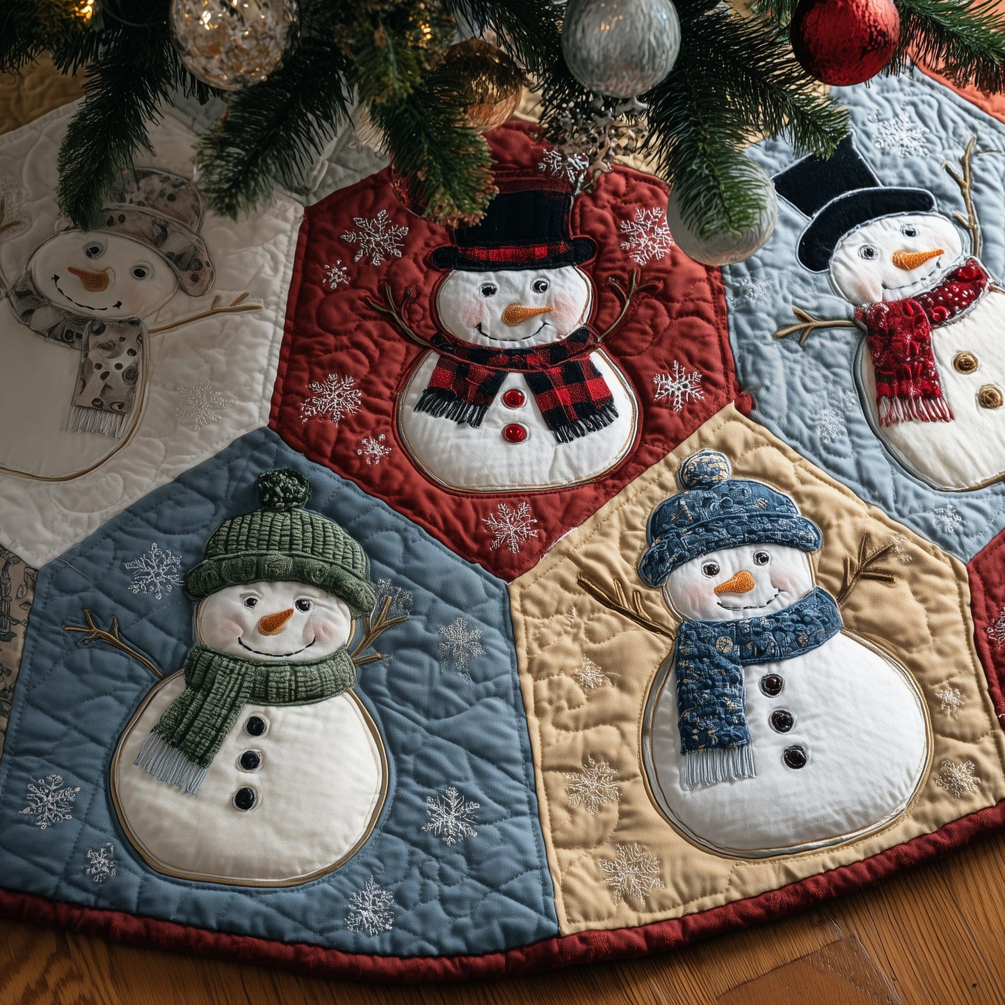 Jolly Snowman Quilted Tree Skirt GFTOYC2425