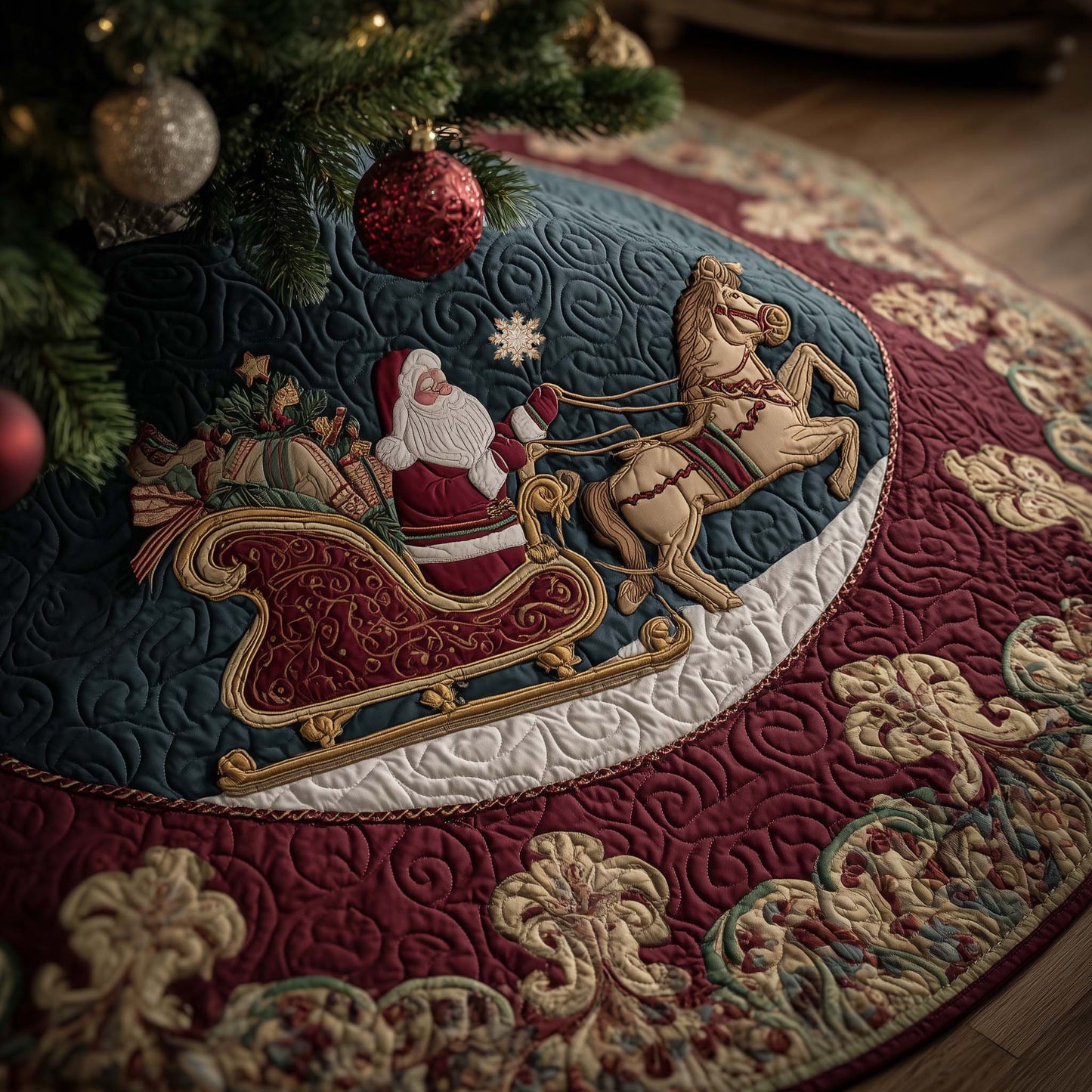 Sleigh Charger Quilted Tree Skirt GFTOYC2452