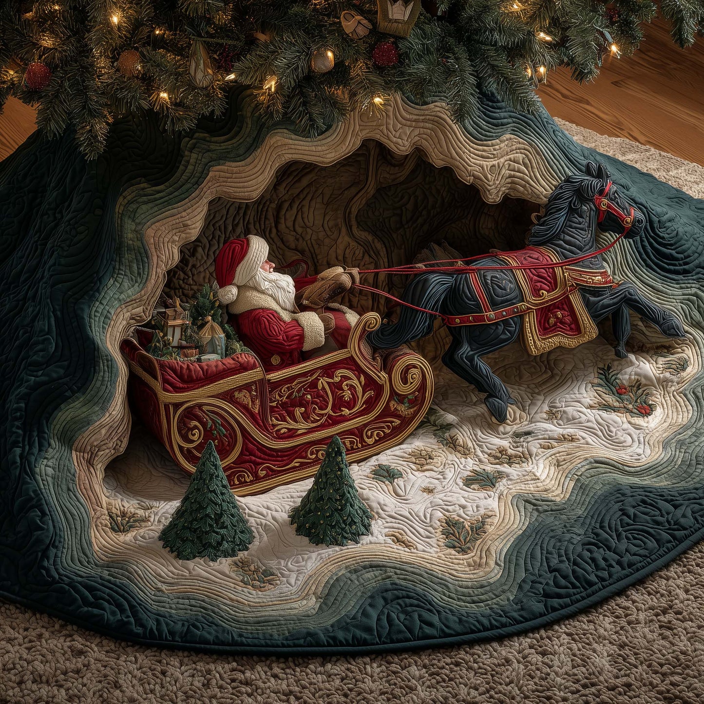 Sleigh Charger Quilted Tree Skirt GFTOYC2455