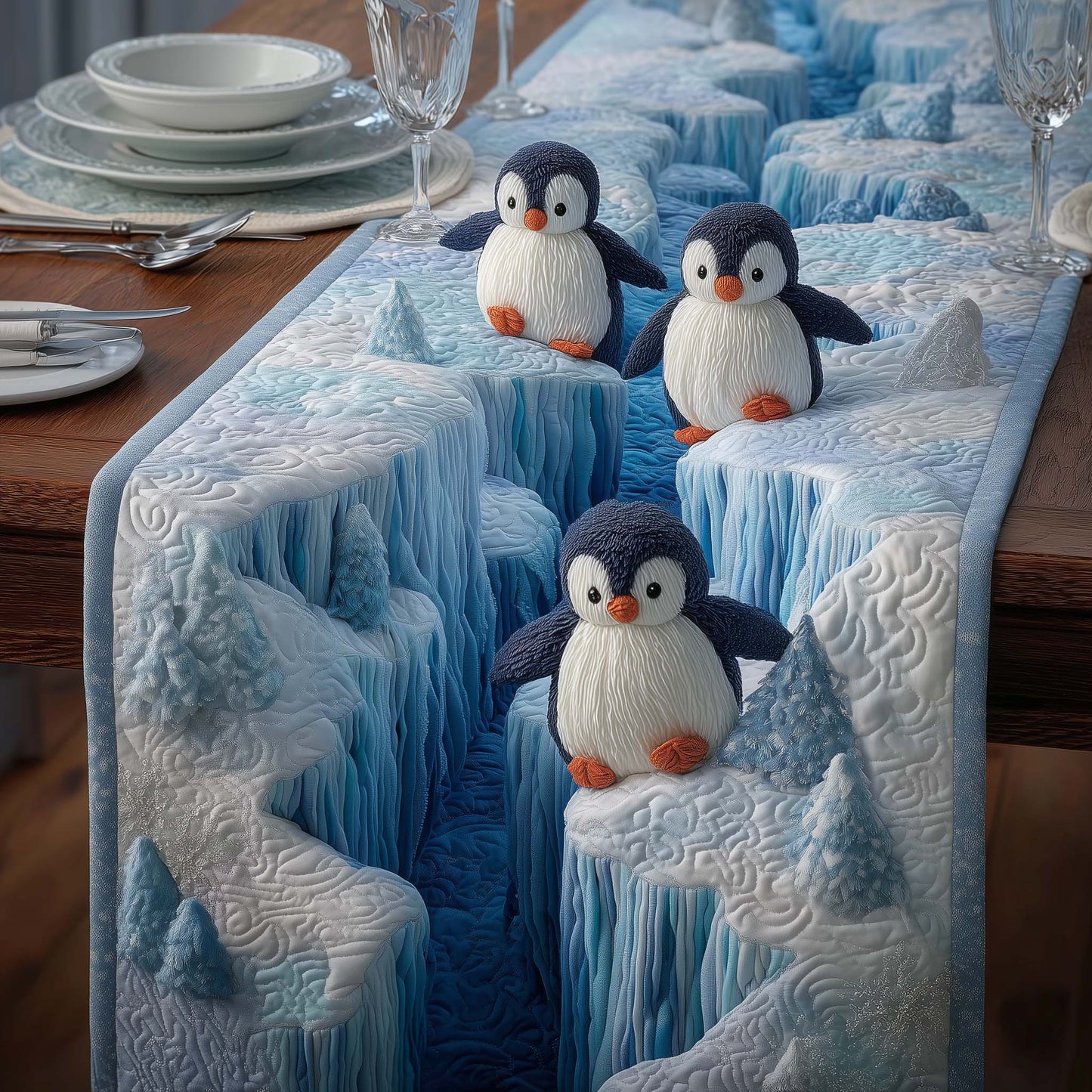 Glacier Penguin Quilted Table Runner GFTOYC2562