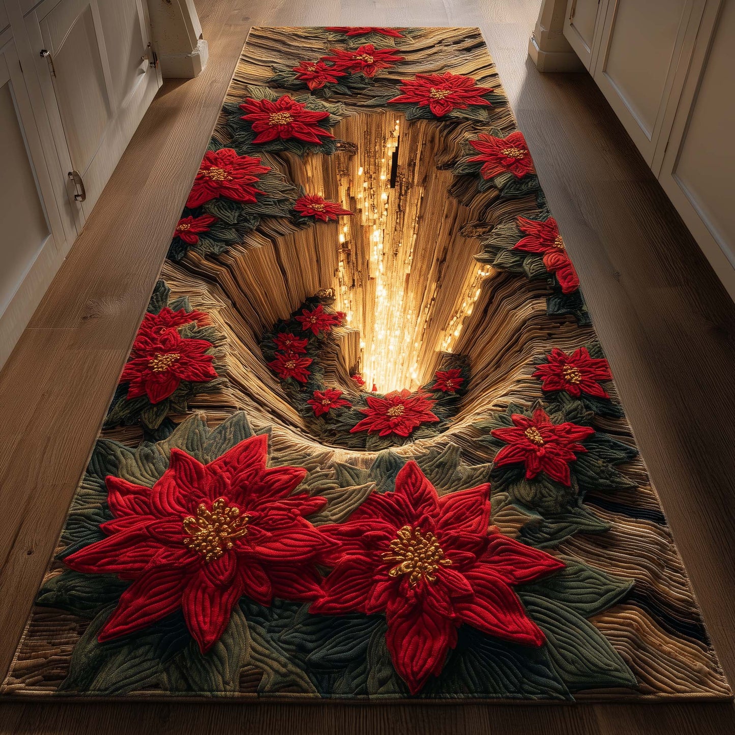 Festive Poinsettia Runner Rug GFTOYC2571