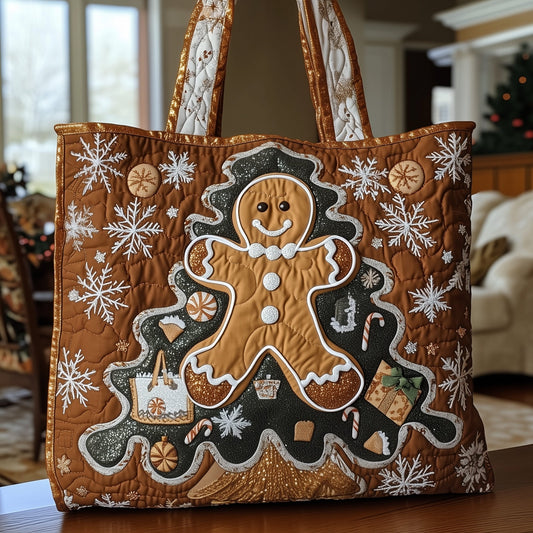 Gingerbread Christmas Quilted Tote Bag GFTOYC269