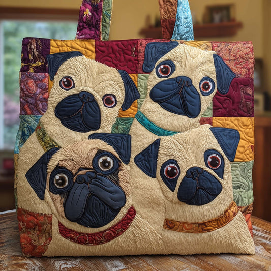 Pug Snuggle Quilted Tote Bag GFTOYC2757