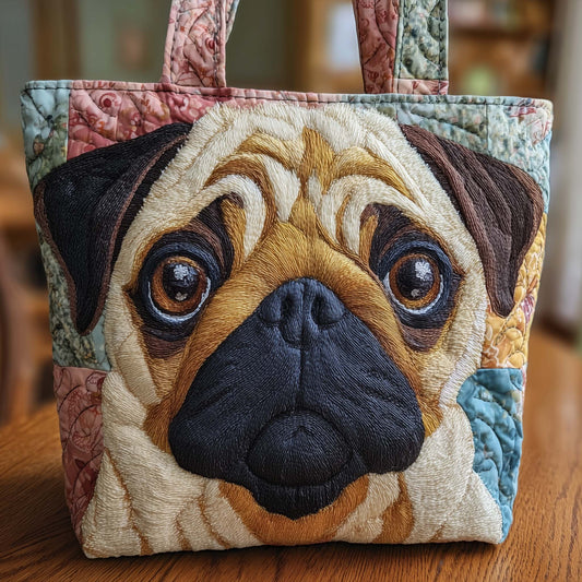 Pug Snuggle Quilted Tote Bag GFTOYC2758