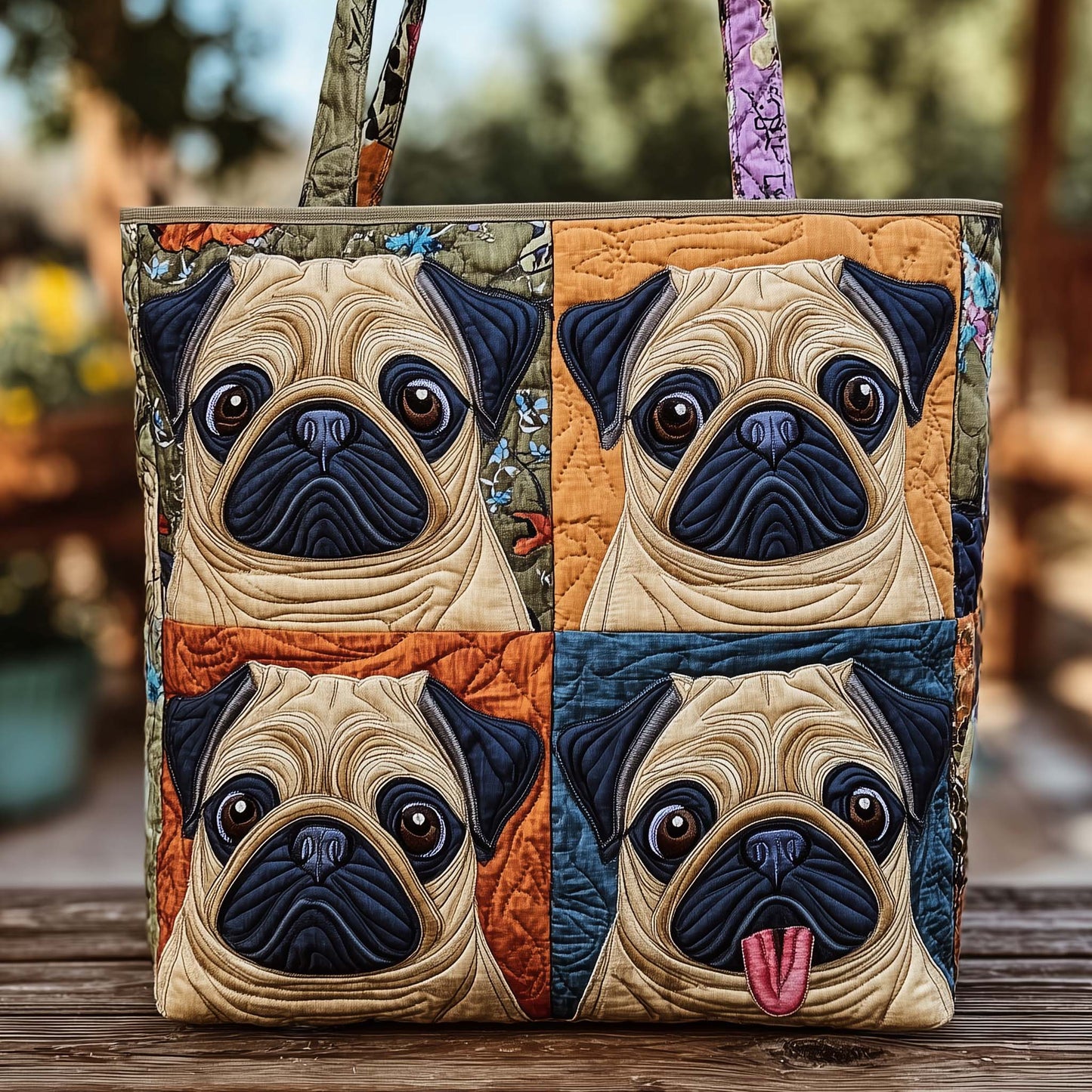 Pug Snuggle Quilted Tote Bag GFTOYC2759