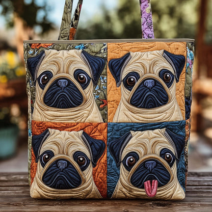 Pug Snuggle Quilted Tote Bag GFTOYC2759