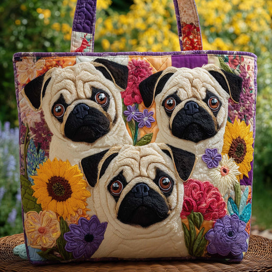 Pug Snuggle Quilted Tote Bag GFTOYC2760