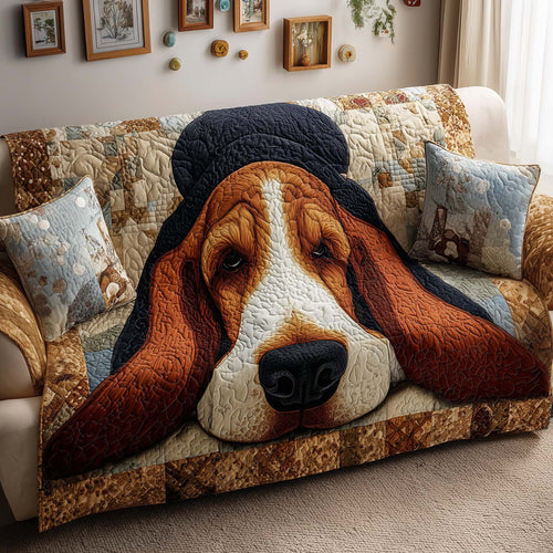 Basset Hound Quilted Sofa Cover GFTOYC2774