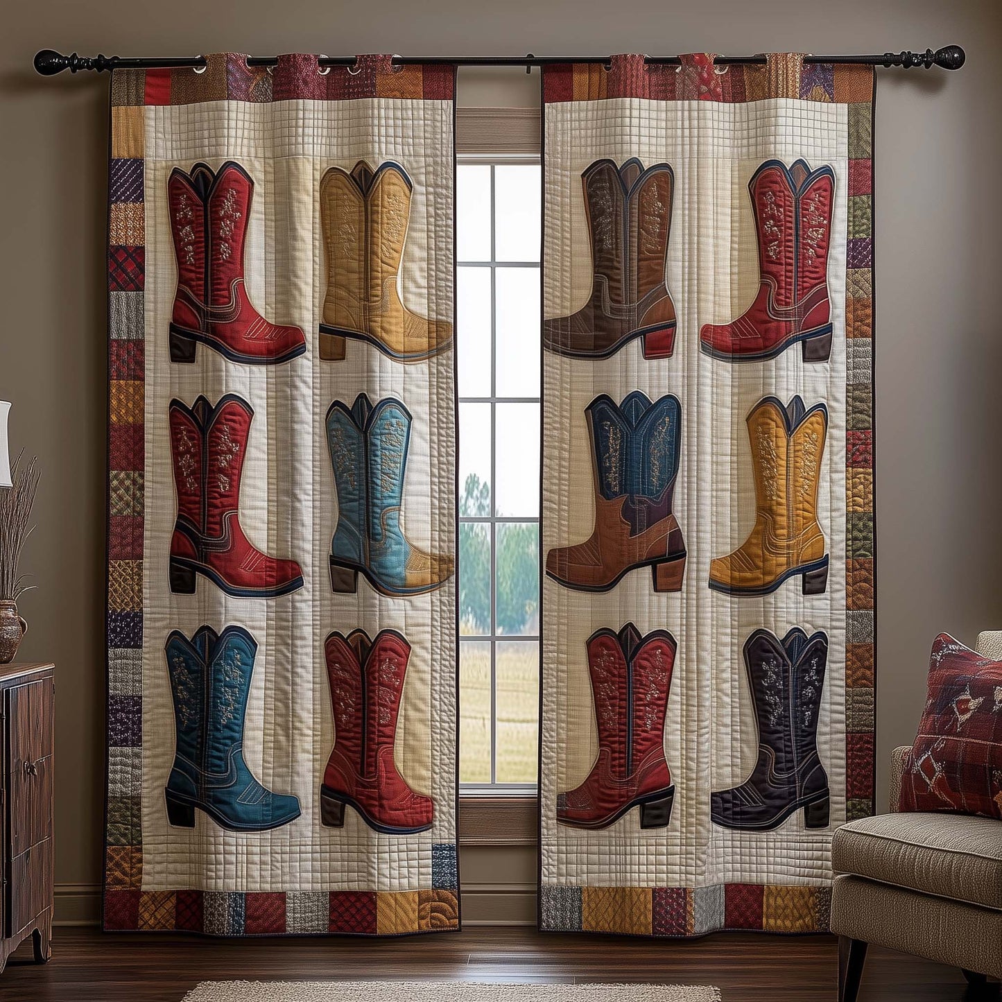 Western Vibe Quilted Curtains GFTOYC2788