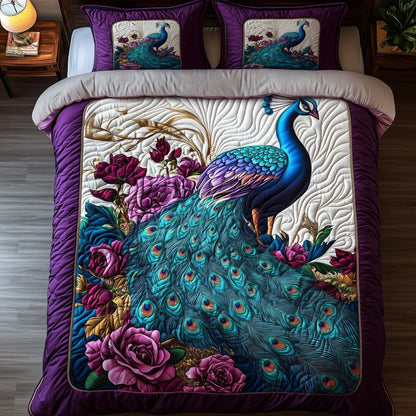Serene Peacock 3-Piece Quilted Bedding Set GFTOYC2836