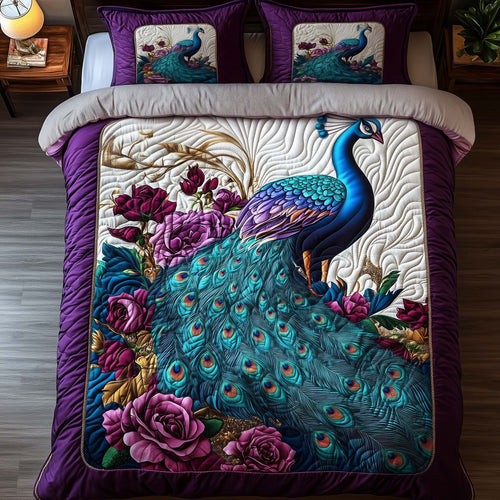 Serene Peacock 3-Piece Quilted Bedding Set GFTOYC2836