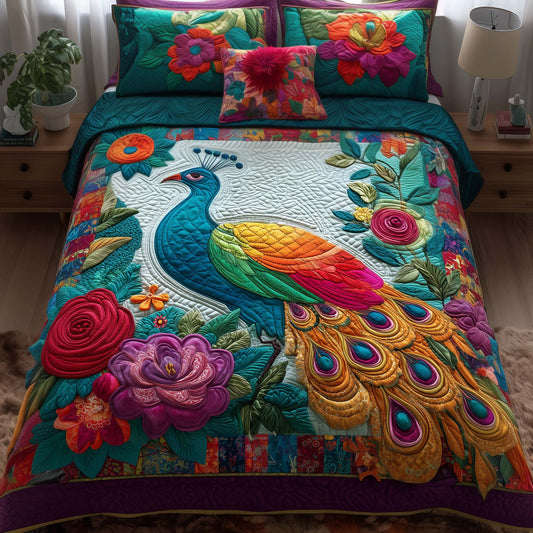 Serene Peacock 3-Piece Quilted Bedding Set GFTOYC2837