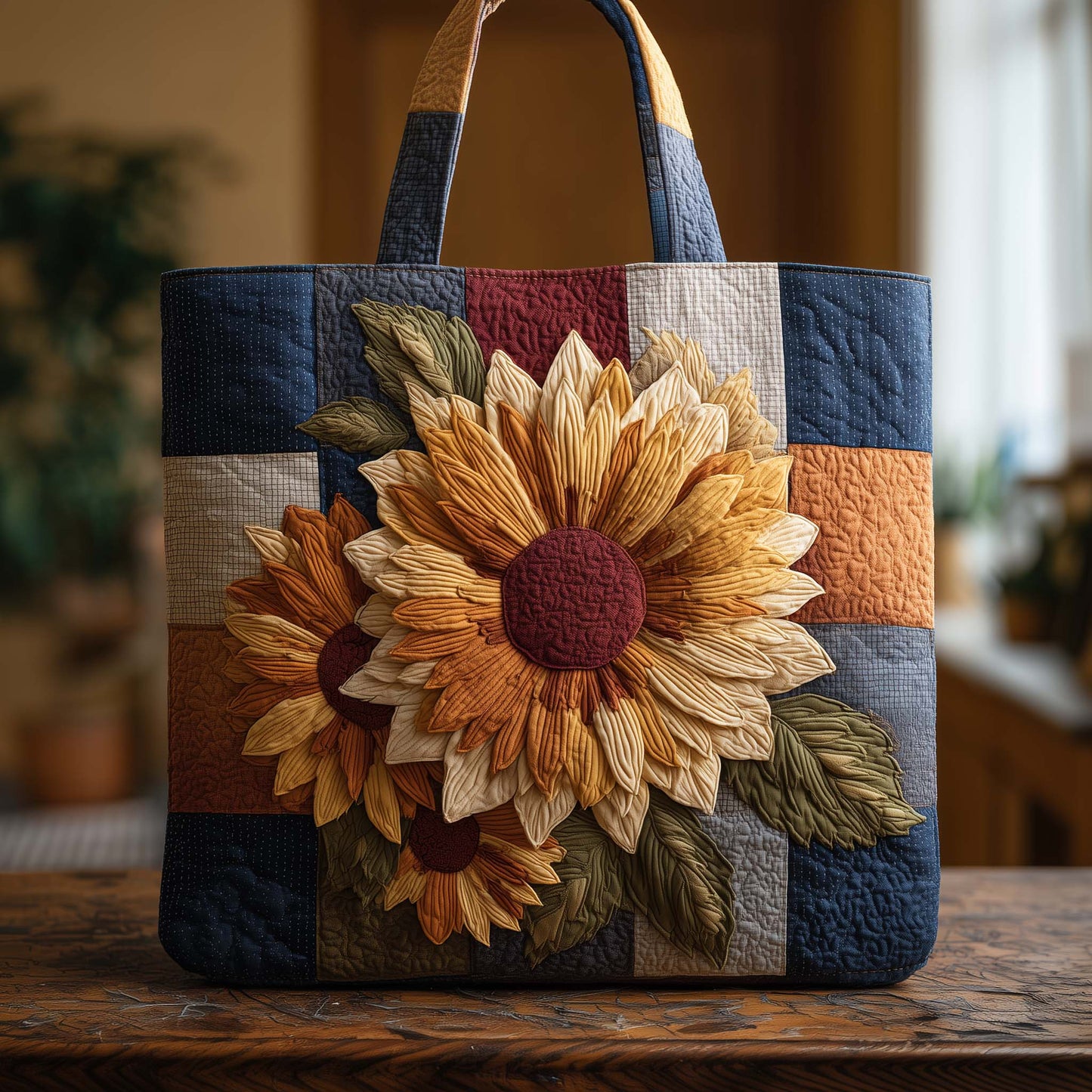 Sunflower Patchwork Quilted Tote Bag GFTOYC2864