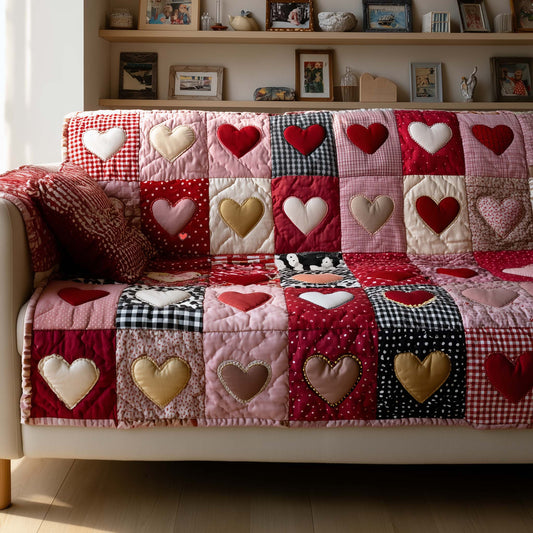 Tender Hearts Quilted Sofa Cover GFTOYC2866