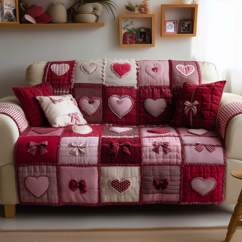 Tender Hearts Quilted Sofa Cover GFTOYC2868