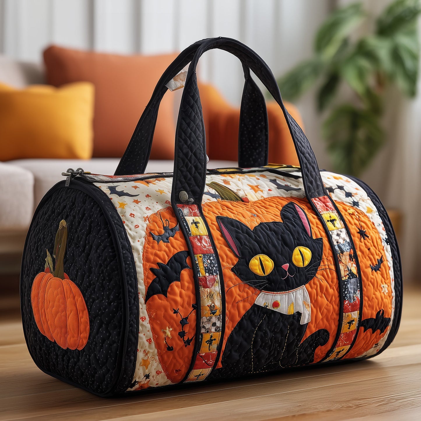 Halloween Cat Quilted Duffle Bag GFTOYC287