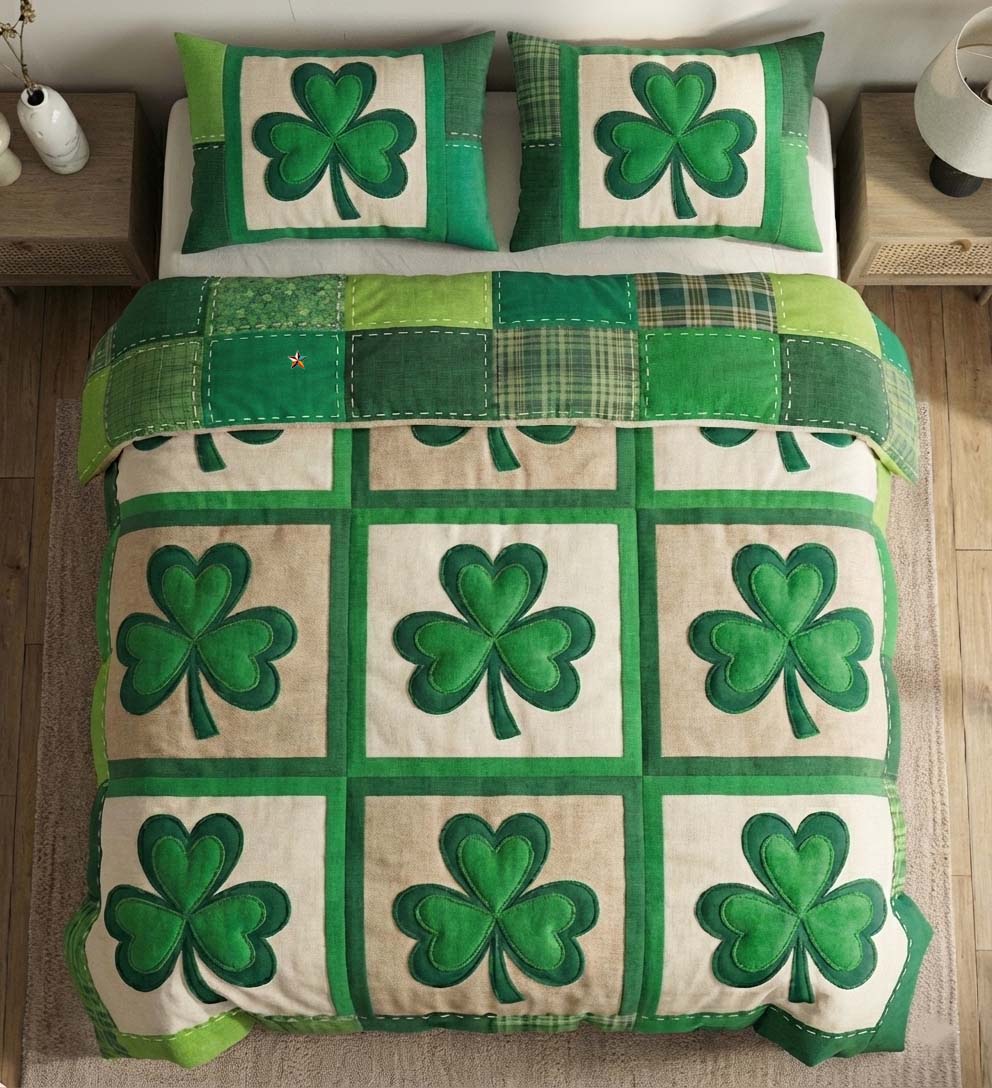 Emerald Shamrock 3-Piece Quilted Bedding Set GFTOYC2879