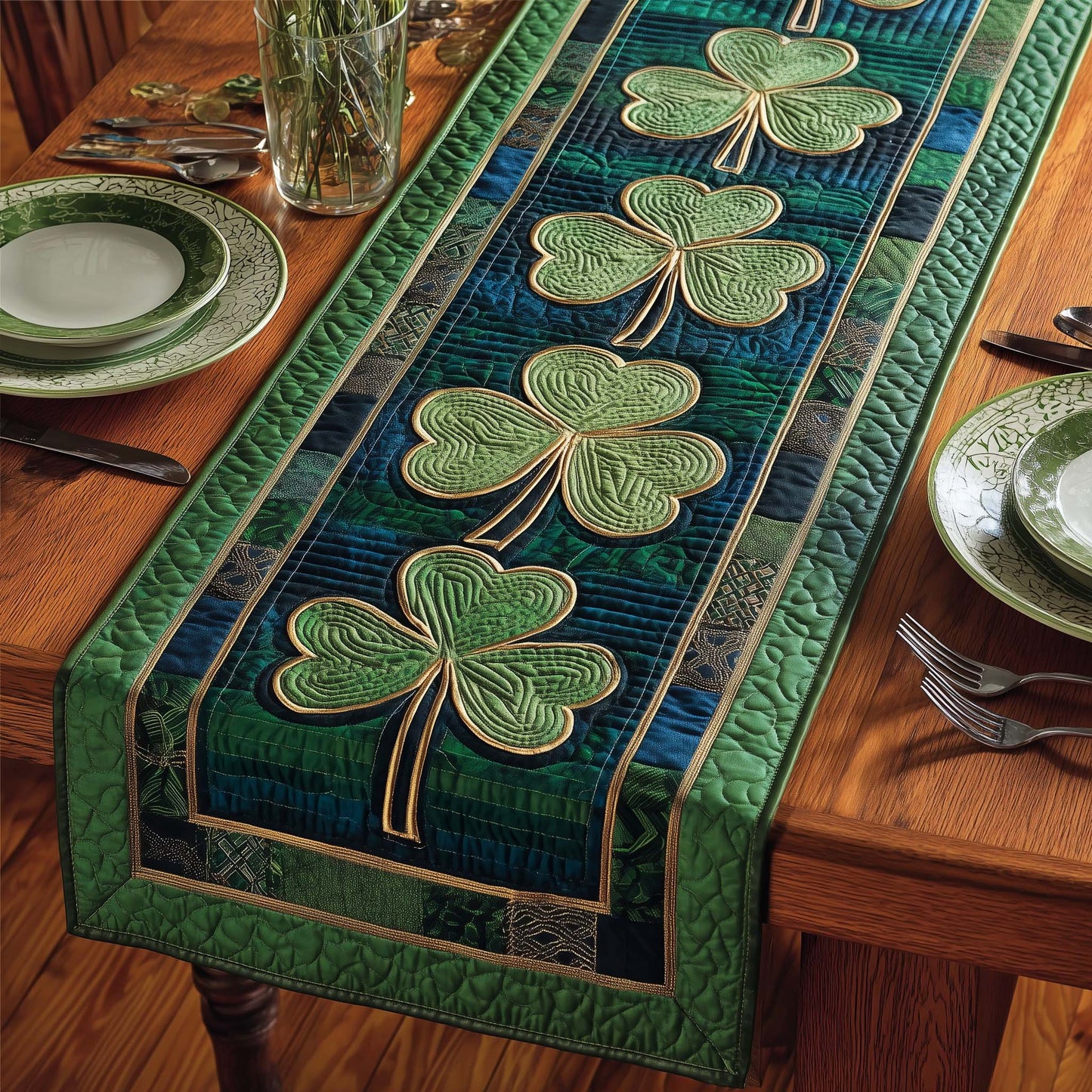 Emerald Blessing Quilted Table Runner GFTOYC2908