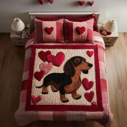Love Dachshund 3-Piece Quilted Bedding Set GFTOYC2915