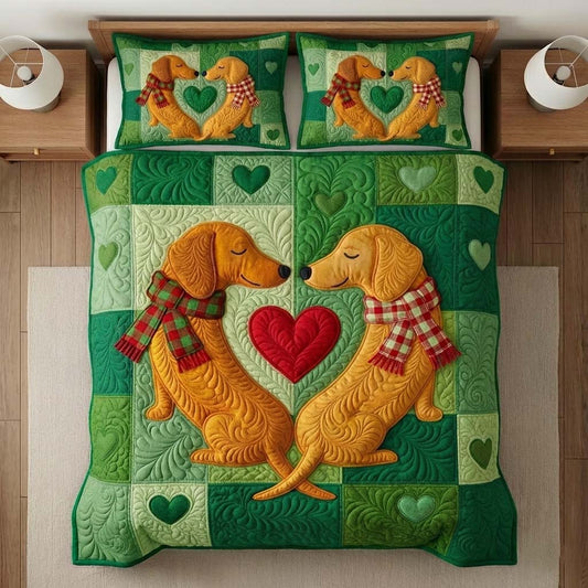 Love Dachshund 3-Piece Quilted Bedding Set GFTOYC2918