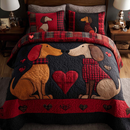 Love Dachshund 3-Piece Quilted Bedding Set GFTOYC2919