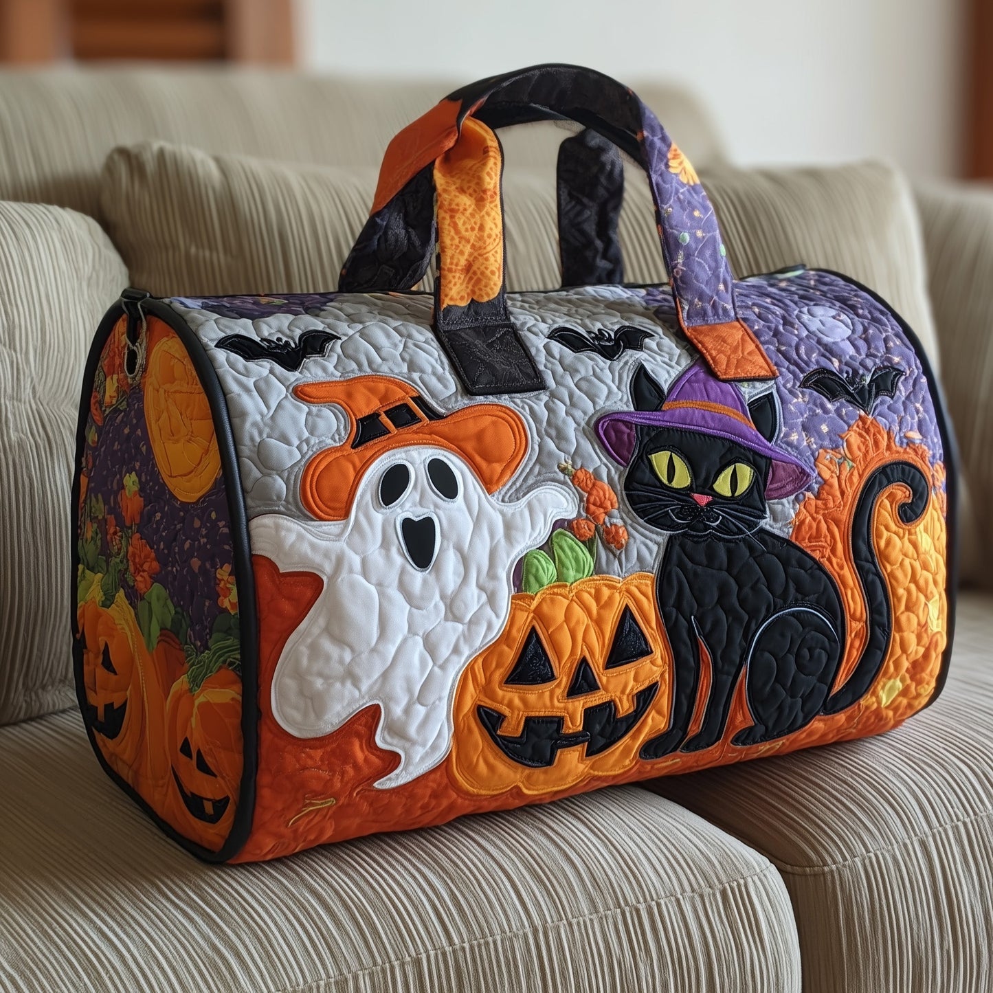 Halloween Cat Quilted Duffle Bag GFTOYC293