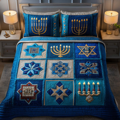 Hanukkah 3-Piece Quilted Bedding Set GFTOYC2969