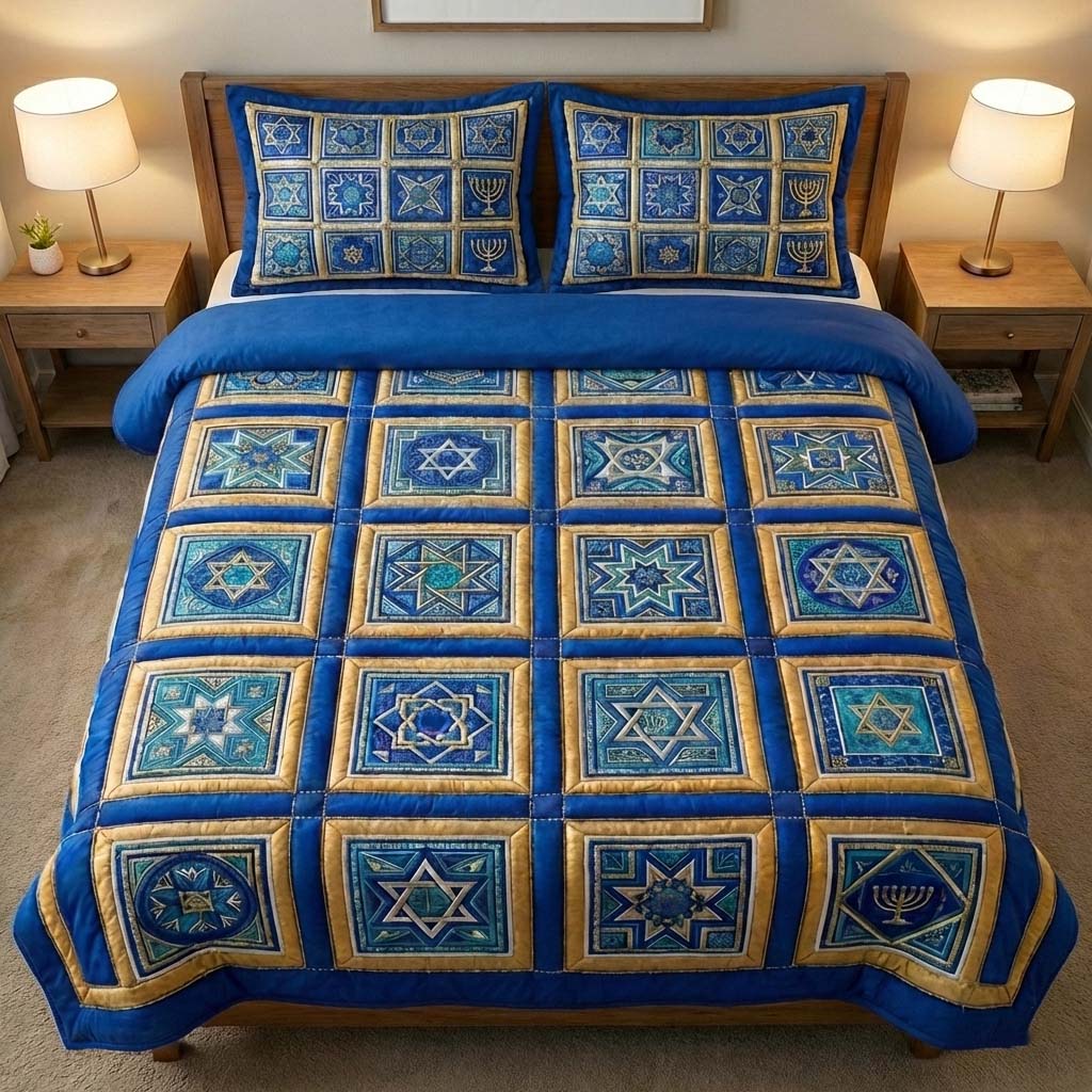 Hanukkah 3-Piece Quilted Bedding Set GFTOYC2970