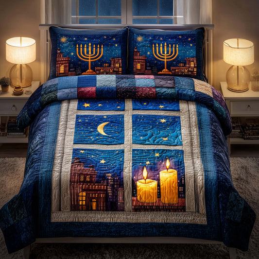 Hanukkah 3-Piece Quilted Bedding Set GFTOYC2971