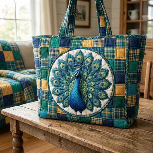 Elegant Peacock Quilted Tote Bag GFTOYC3018