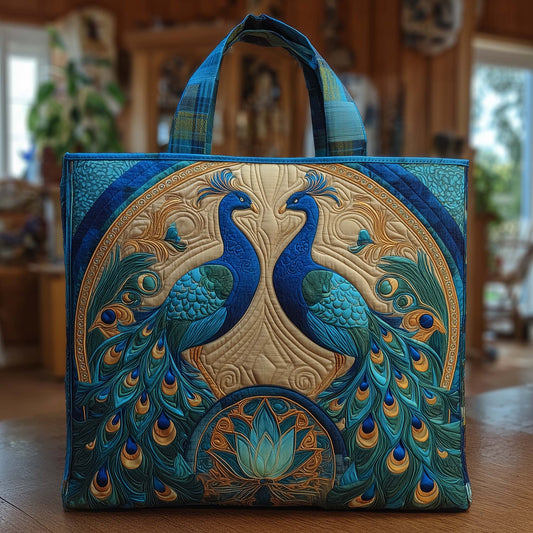 Elegant Peacock Quilted Tote Bag GFTOYC3021