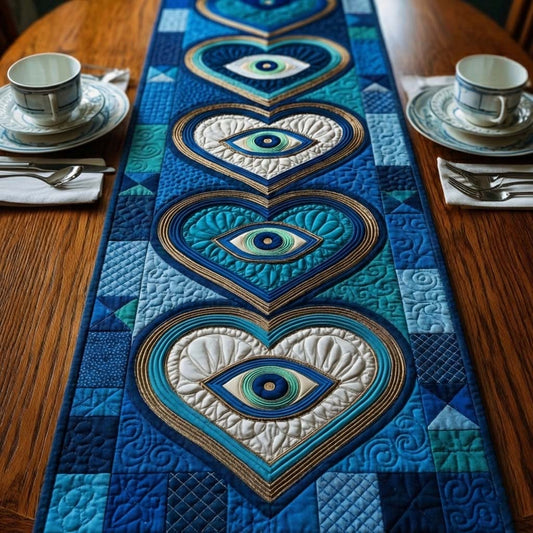 Heart Evil Eyes Quilted Table Runner GFTOYC3050