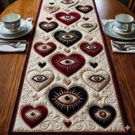 Heart Evil Eyes Quilted Table Runner GFTOYC3054