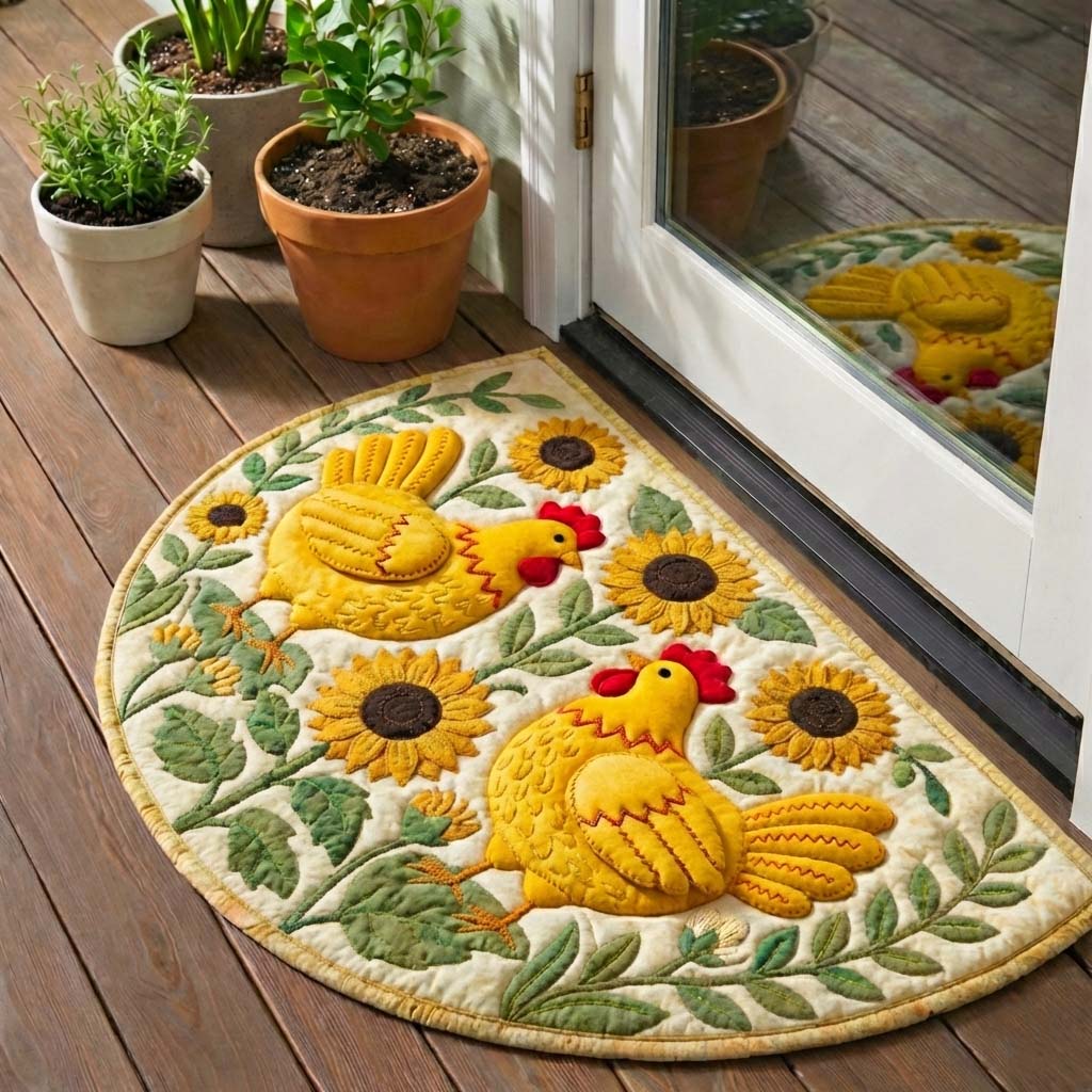 Cheeky Chicken Quilted Welcome Mat GFTOYC3163