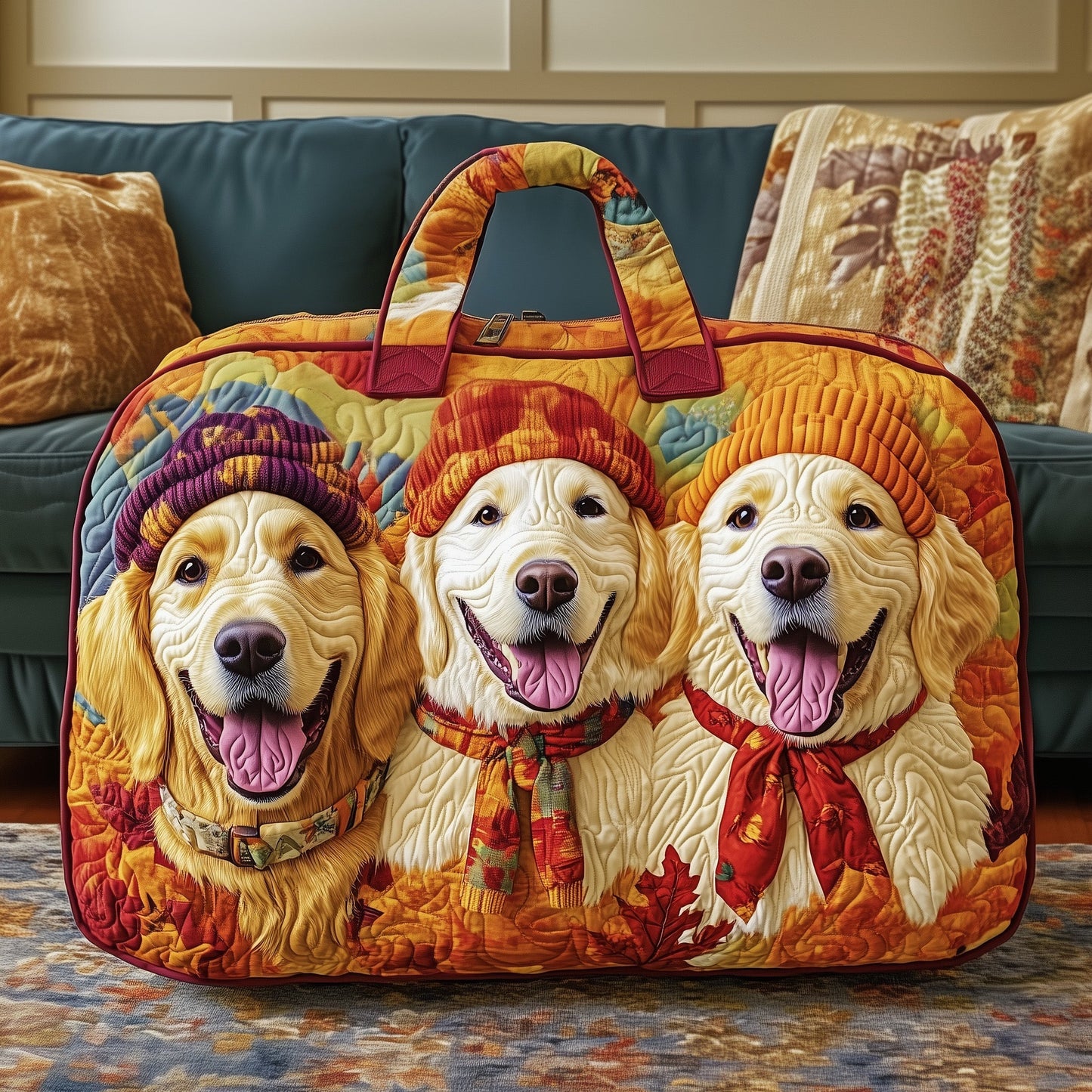 Golden Retriever Friends Quilted Duffle Bag GFTOYC330