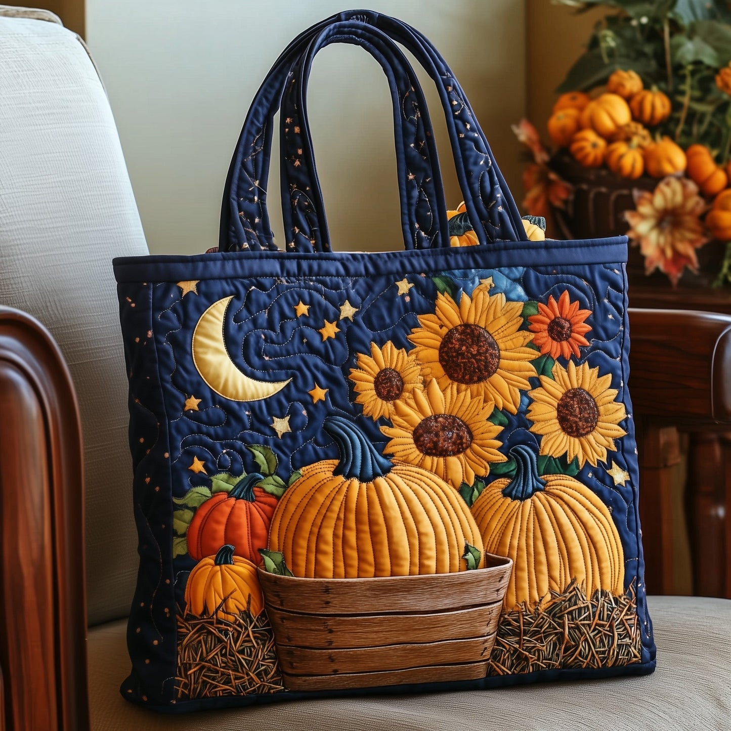 Pumpkin Night Quilted Tote Bag GFTOYC399