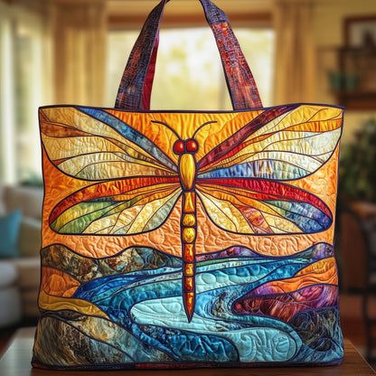 Stained Glass Dragonfly Quilted Tote Bag GFTOYC430
