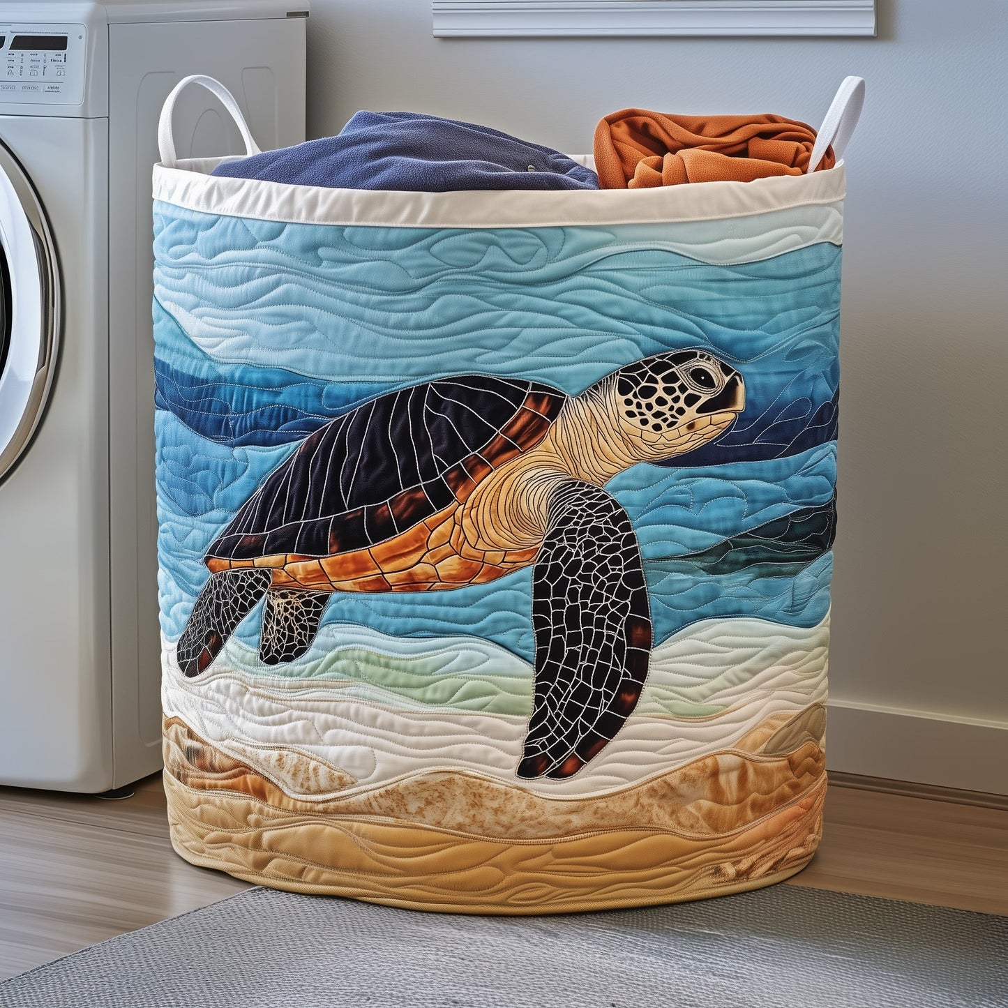 Turtle Ocean Quilted Laundry Basket GFTOYC478
