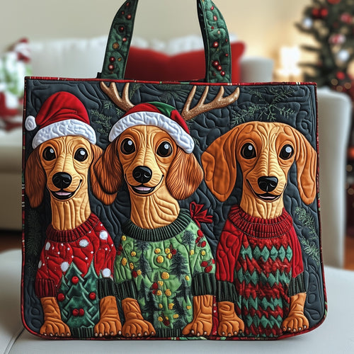 Christmas Dachshund Quilted Tote Bag GFTOYC504