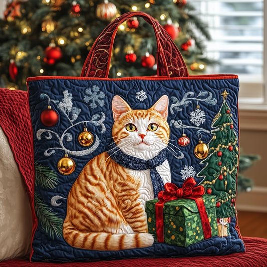 Christmas Cat Quilted Tote Bag GFTOYC526