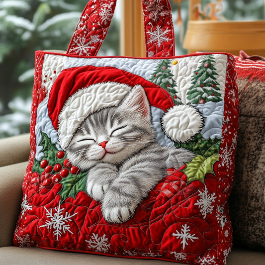 Christmas Cat Quilted Tote Bag GFTOYC529