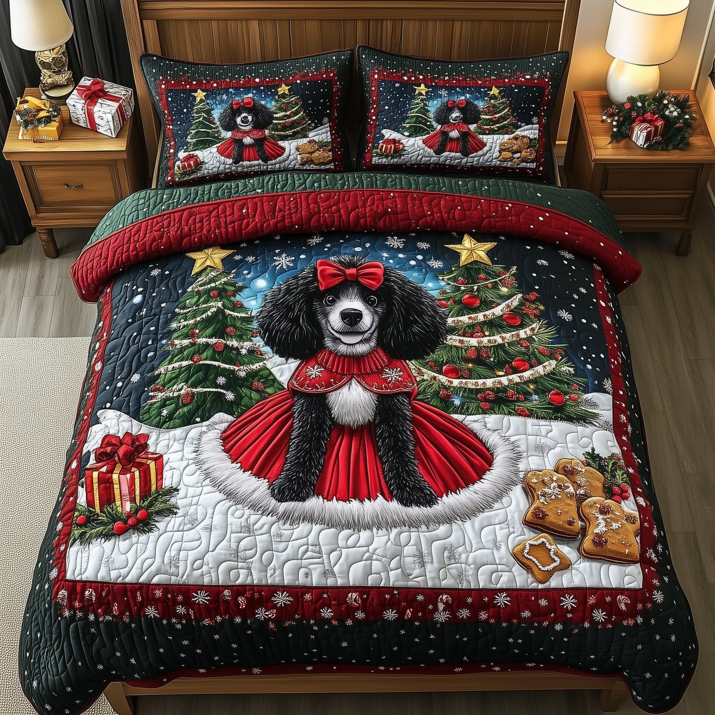 Christmas Poodle Duvet Cover Set GFTOYC533