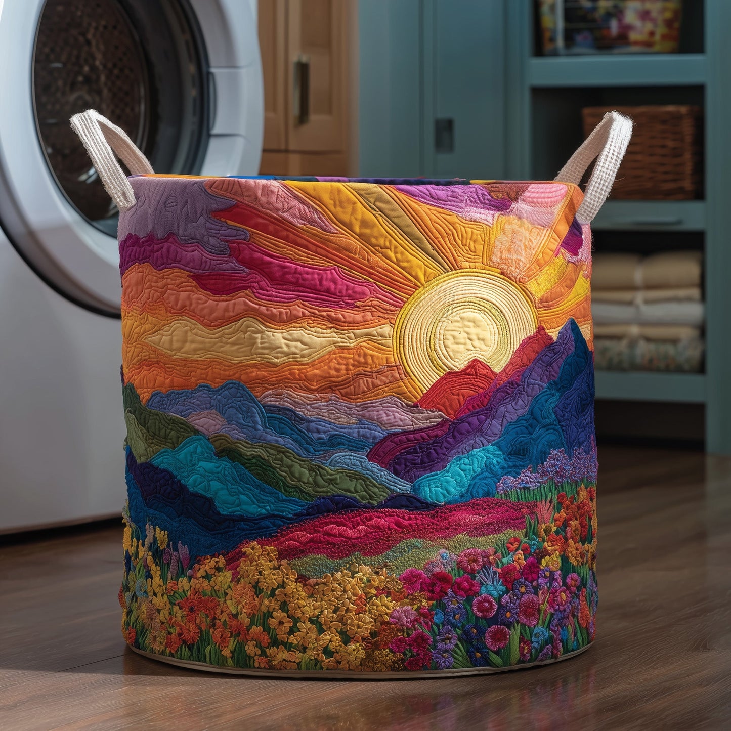 Forest Sunrise Quilted Laundry Basket GFTOYC55