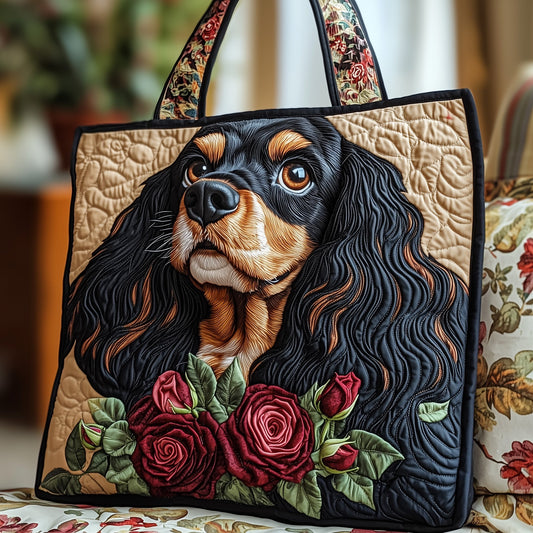 Cocker Spaniel and Rose Quilted Tote Bag GFTOYC581
