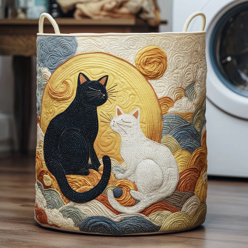 Cat Couple Quilted Laundry Basket GFTOYC59