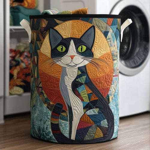 Whimsical Cat Quilted Laundry Basket GFTOYC60