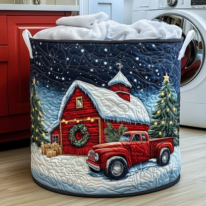 Christmas Farm Barn Quilted Laundry Basket GFTOYC610